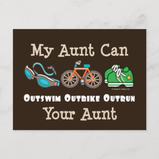 Tante Outswim Outbike Outrun Triathlon Postkarte