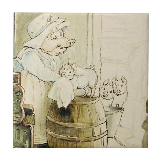 Tante Pettitos und drei Ferkel von Beatrix Potter Fliese (Vorderseite)