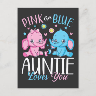 Tante Pink oder Blau Du wirst geliebt Elefant Baby Postkarte