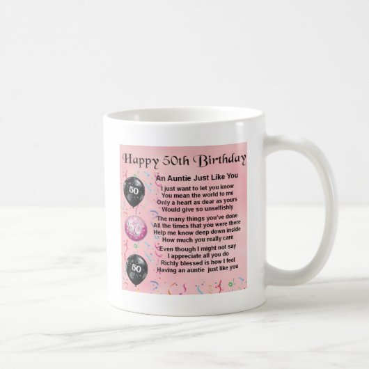 Tante Poem - 50. Geburtstag Kaffeetasse (Rechts)
