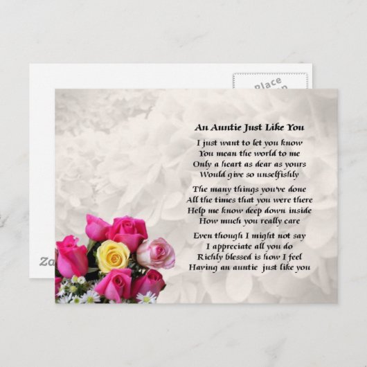 Tante Poem - Design von Rose Postkarte (Vorne/Hinten)