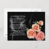 Tante Poem - Rose auf schwarzer Seide Postkarte (Vorne/Hinten)