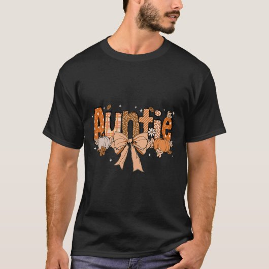 Tante Pumpkin Fall Coquette Bow Erntedank Mama T-Shirt (Vorderseite)