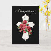 Tante Religiöses Beileid Kreuz mit Rote Rosen Karte (Gelbe Blume)