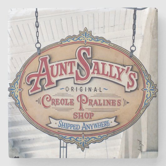 Tante Sallys Pralines Untersetzer, New Orleans Steinuntersetzer (Vorderseite)
