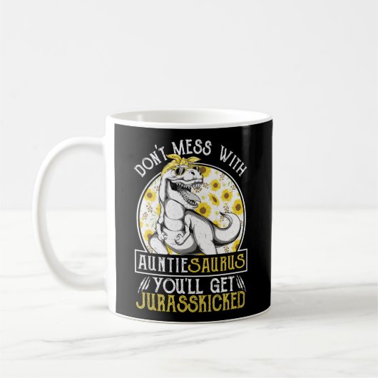 Tante Saurus Jurasskickte Tante T Rex Kaffeetasse (Links)