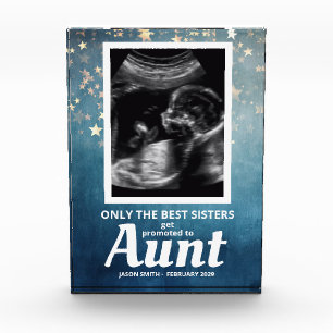 Tante Schwangerschaftsankündigung Baby Junge Ultra Fotoblock