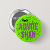 Tante Shan Green Dripping Schriftart Spider Web-Ta Button (Vorne & Hinten)