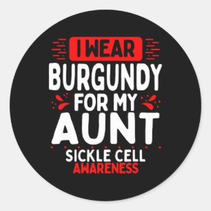 Tante SickCell Awareness Family Burgundy Ribbon Runder Aufkleber
