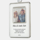 Tante / Tante Custom Foto Weihnachtsgeschenk Rahmen-Ornament Silber (Links)