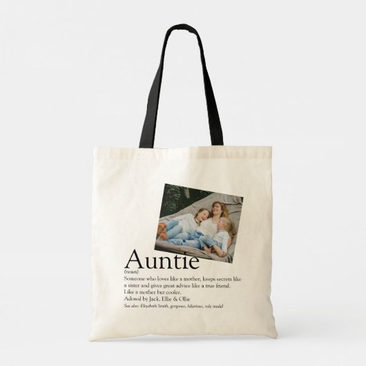 Tante Tante Definition Foto personalisiert Tragetasche (Rückseite)