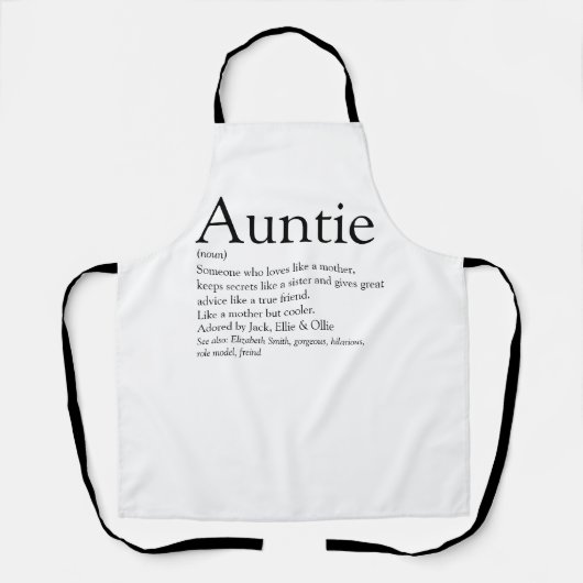 Tante Tante Definition modern schwarz und weiß Schürze (Vorderseite)