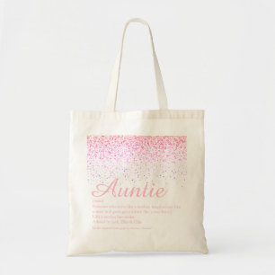 Tante Tante Definition Pink Glitter Chic Schrift Tragetasche