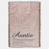 Tante Tante Definition Script Rose Gold Glitzer Decke (Vorderseite Vertikal)