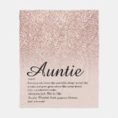 Tante Tante Definition Script Rose Gold Glitzer Fleecedecke (Vorderseite)