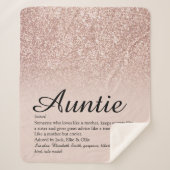 Tante Tante Definition Script Rose Gold Glitzer Sherpadecke (Vorderseite)