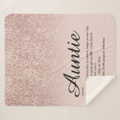 Tante Tante Definition Script Rose Gold Glitzer Sherpadecke (Vorderseite (Horizontal))