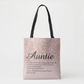 Tante Tante Definition Script Rose Gold Glitzer Tasche (Vorderseite)
