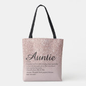 Tante Tante Definition Script Rose Gold Glitzer Tasche (Rückseite)