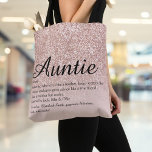 Tante Tante Definition Script Rose Gold Glitzer Tasche<br><div class="desc">Personalisieren Sie Ihre Lieblings-Tante oder -Tante,  um ein einzigartiges Geschenk zu kreieren. Ein perfekter Weg,  ihr zu zeigen,  wie phantastisch sie jeden Tag ist. Entwickelt von Thisisnotme©</div>