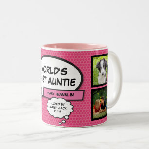 Tante-Tante-Fun Cool Pink Comic-Foto aller Zeiten Zweifarbige Tasse