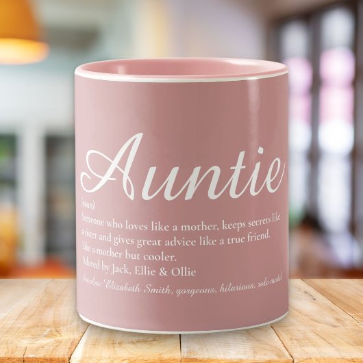 Tante Tante Script Definition Dusty Rose Pink Zweifarbige Tasse