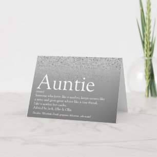 Tante-Tante-Tante-Definition Silber-Glitter Karte