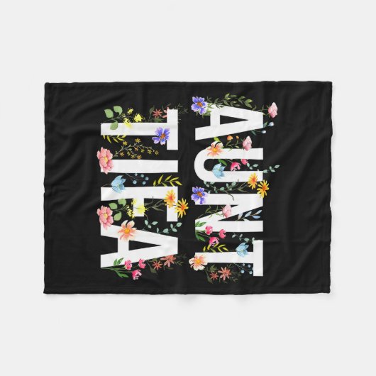 Tante Tifa - Retro Wildblumen Florale Feministisch Fleecedecke (Vorderseite (Horizontal))