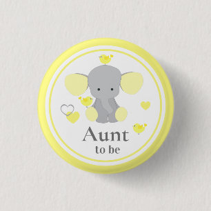 Tante to be Baby Boy Girl Shower Elephant Button