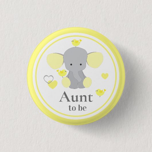 Tante to be Baby Boy Girl Shower Elephant Button (Vorderseite)