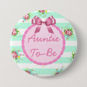 Tante to be Baby Shower Button Minze grün & rosa