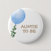 Tante to be Blue Balloon Baby Showknopf Button (Vorderseite)