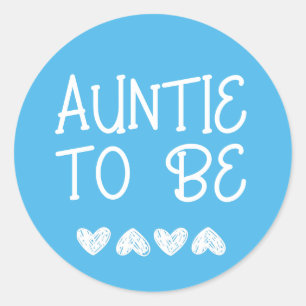 Tante to be Blue Hearts Baby Shooting Button Runder Aufkleber