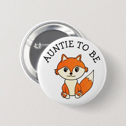 Tante to be Forest Animals Fox Baby Dusche Button (Vorne & Hinten)