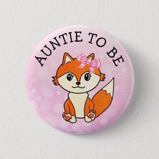 Tante to be Forest Animals Fox Baby Dusche Button (Vorderseite)