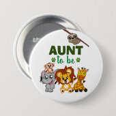 Tante to be Jungle Safari Zoo Animal Baby Dusche Button (Vorne & Hinten)