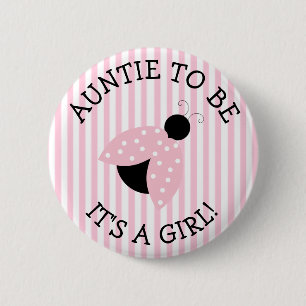 Tante to be Pink Ladybug Baby Showknopf Button