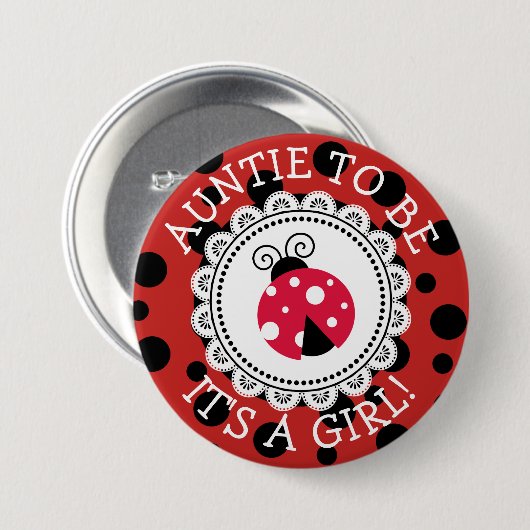 "Tante to be" Red Ladybug Babydusche Button (Vorne & Hinten)