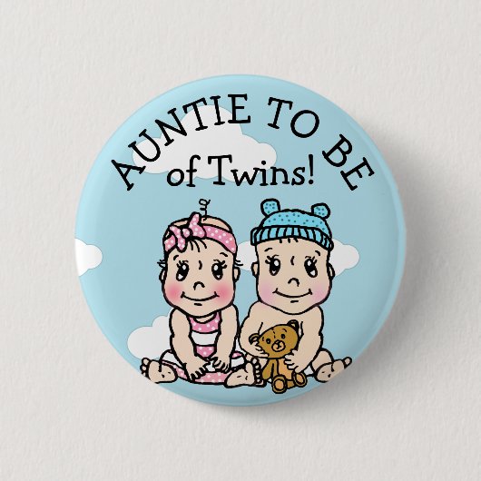 Tante to be Twins, Baby Showknopf Button (Vorderseite)
