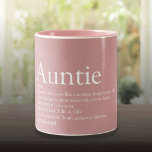 Tante Tuntie Definition Dusty Rose Rosa Zweifarbige Tasse<br><div class="desc">Personalisieren Sie für Ihre Tante oder Tante,  um ein einzigartiges Geschenk zu schaffen. Ein perfekter Weg,  ihr zu zeigen,  wie phantastisch sie jeden Tag ist. Entwickelt von Thisisnotme©</div>