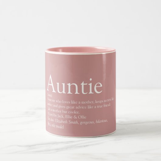 Tante Tuntie Definition Dusty Rose Rosa Zweifarbige Tasse (Mittel)