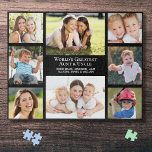 Tante Uncle 8 Foto Collage Puzzle<br><div class="desc">Dieses schwarze Puzzle ist ein Geschenk für die weltbeste Tante und den weltbesten Onkel und bietet eine 8-Foto-Collage aus Nichten und Neffen sowie "Weltgrößte Tante & Onkel" in eleganter weißer Typografie.</div>