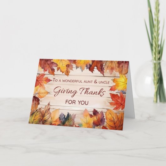 Tante und Onkel Erntedank dank Herbst Karte (Vorderseite)