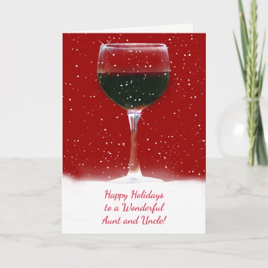 Tante und Onkel Funny Wine Happy Holidays Karte (Vorderseite)