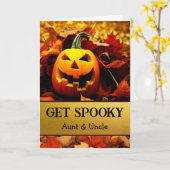 Tante und Onkel Halloween Jack o' Lantern Blätter Karte (Gelbe Blume)