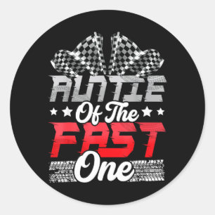Tante von The Fast One Geburtstag 1st Rennwagen Runder Aufkleber