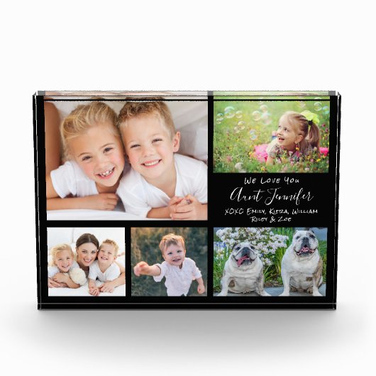 Tante We Liebe You White Script Collage Fotoblock (Vorderseite)