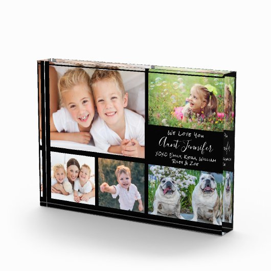 Tante We Liebe You White Script Collage Fotoblock (Rechts)