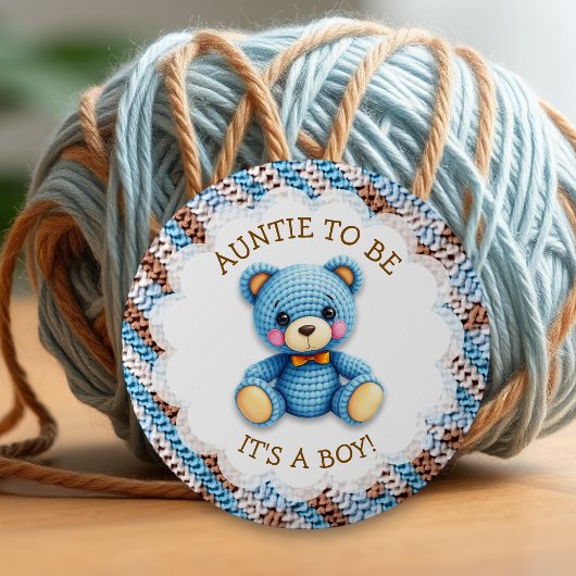 Tante werdende | Gehäkelt Teddybär Baby Shower Button