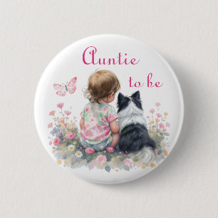 Tante werdende Rosa Baby- und Welpen-Babyparty Button